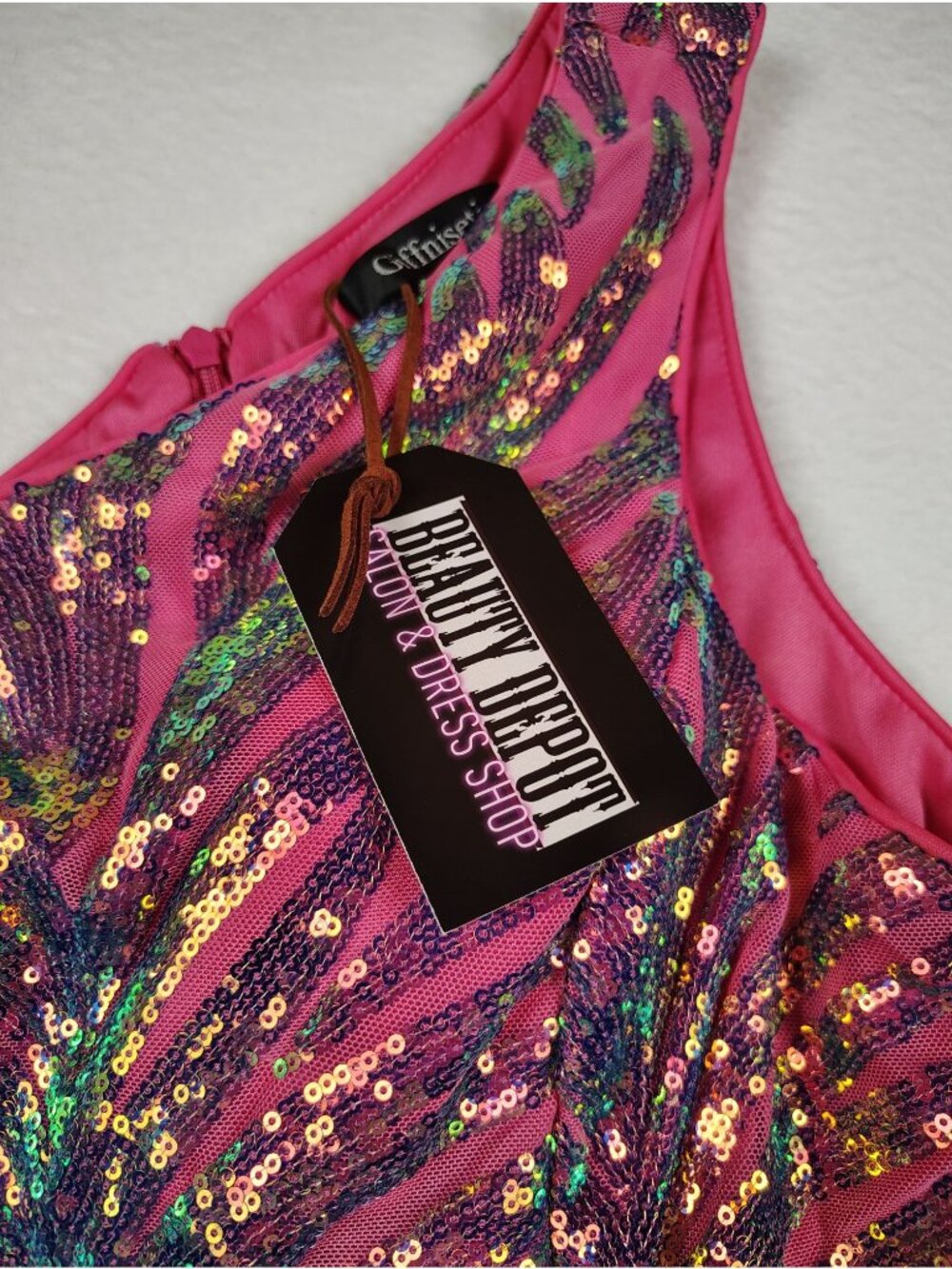 NEW Giffniseti Sequin Prom/Formal Dress Womens Small Pink Holographic Mermaid - Picture 11 of 17
